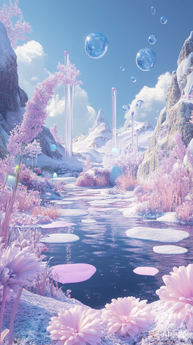 Ethereal Fantasy World with Floating Islands and Whimsical Creatures