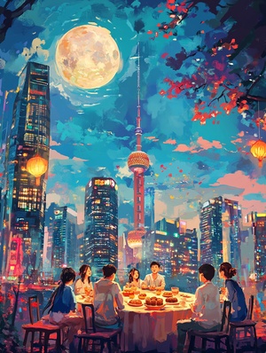 精英AI与人们共庆深圳中秋夜晚的温馨与祝福