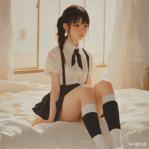 中国女孩穿学生制服展示脚底的照片