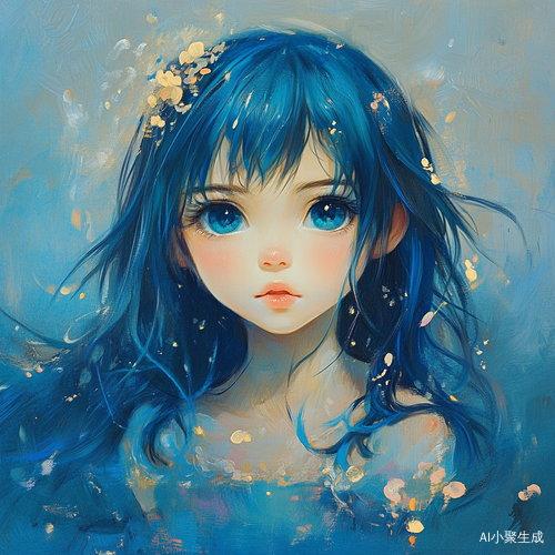 蓝色系可爱少女画像