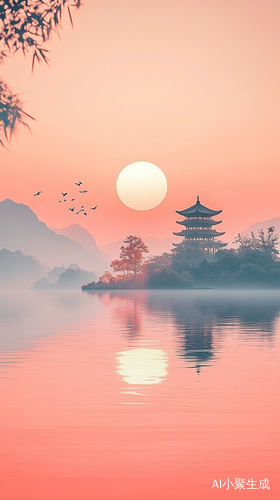 晨曦中的江面光影交织的美丽画卷