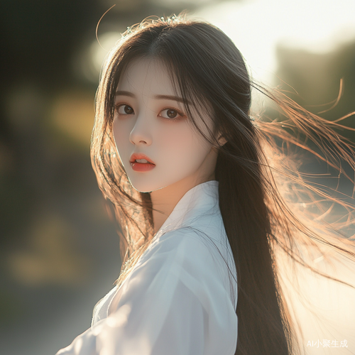 漂亮中国女孩Walking在乡间小路上