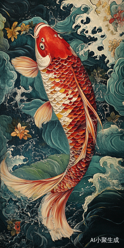 红鲤鱼在水中欢快游泳
