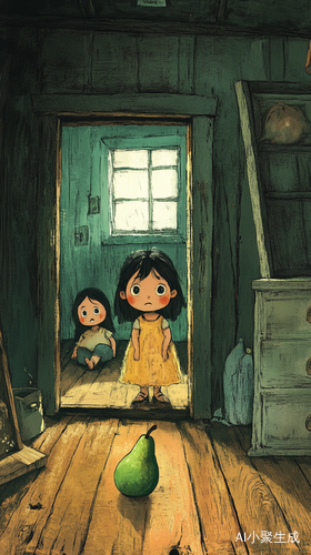 小木屋里的惊恐与温馨儿童插画