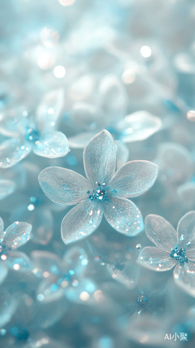 Light Blue Star Crystal Decoration with Flowers on White Background