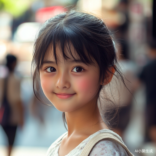 中国女孩大街写真风格大眼乌黑头发笑容动人