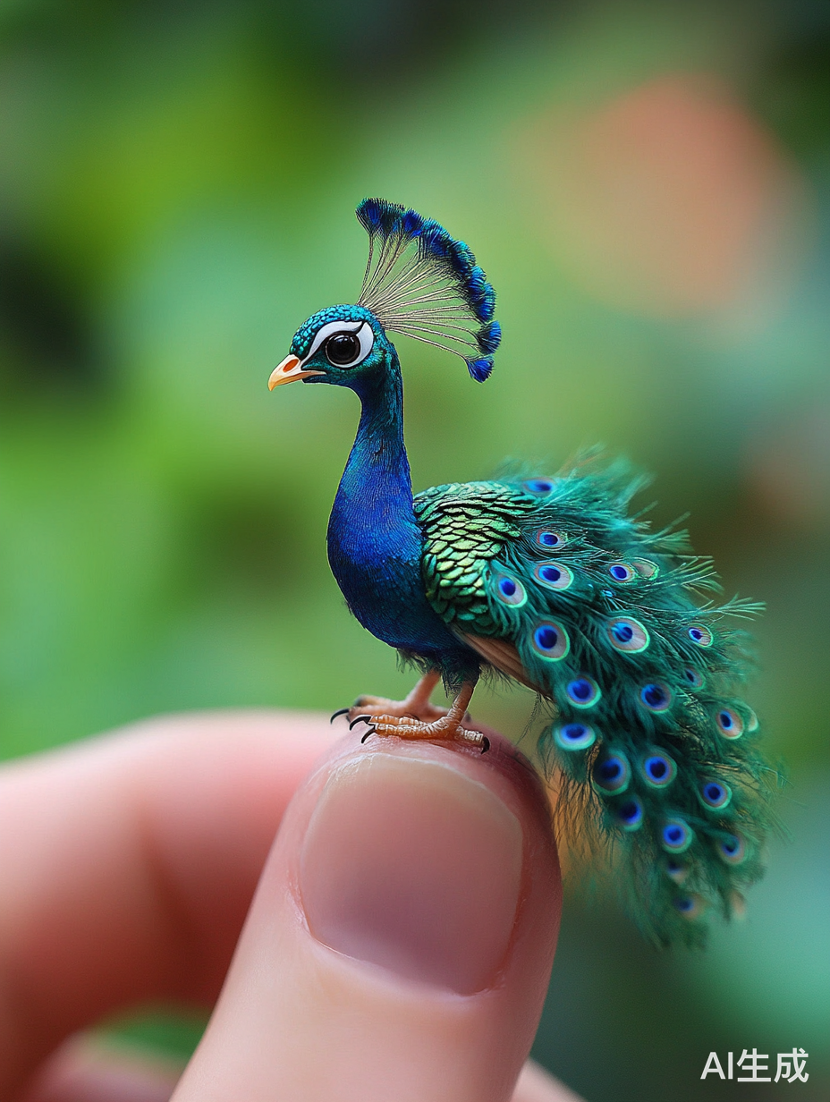 世界上最小的孔雀栖息在手指上的可爱魅力