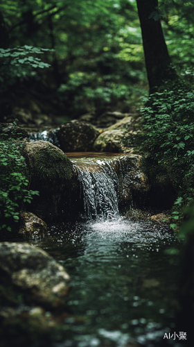 幽静山林中的清泉细流