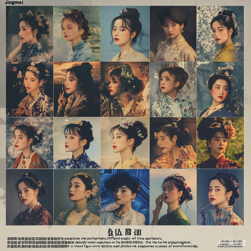 亚洲女性微信头像展示旧上海民国风格艺术插图