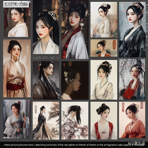 亚洲女性微信头像展示旧上海民国风格艺术插图