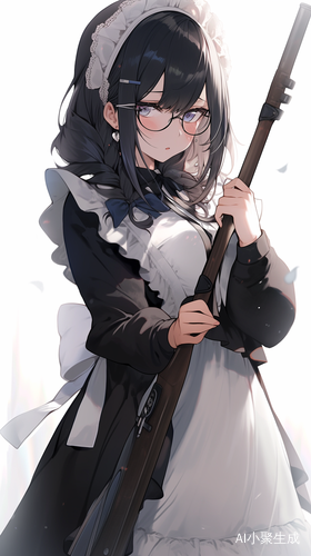 手拿拐杖的盲人女孩穿女仆装