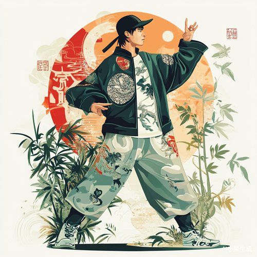 现代太极八卦元素插画人物与服装设计