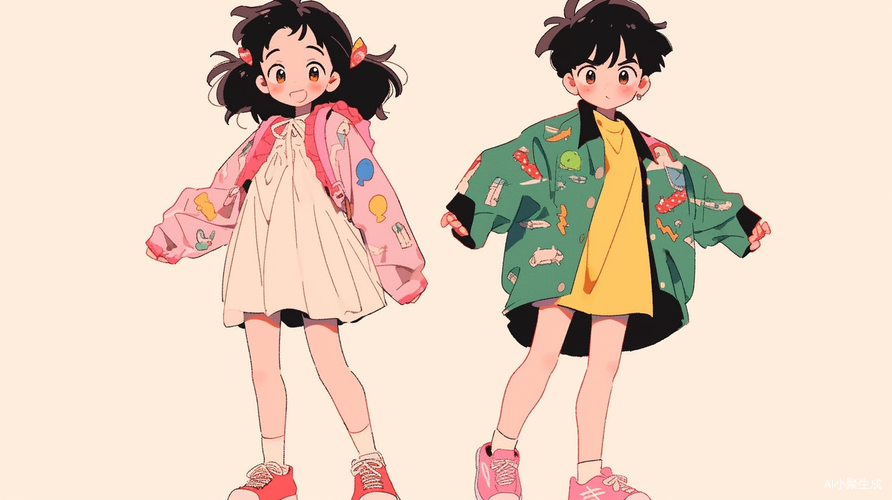 可爱卡通双生子男生女生穿同款衣服