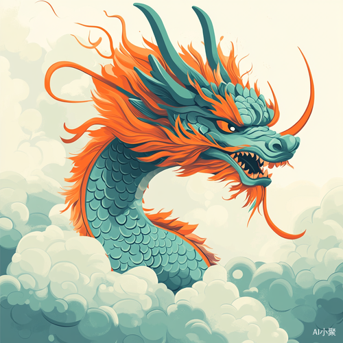 Anime Dragon Illustration in Turquoise and Orange Symbolizing Power