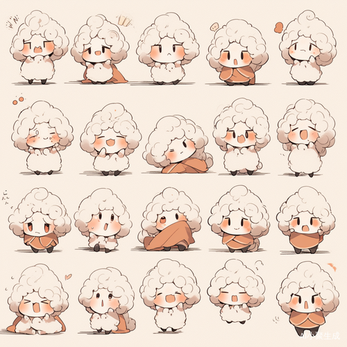 可爱小女孩的九种姿势与表情插画艺术