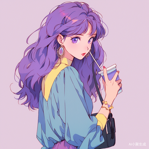可爱的青春紫色头发女孩