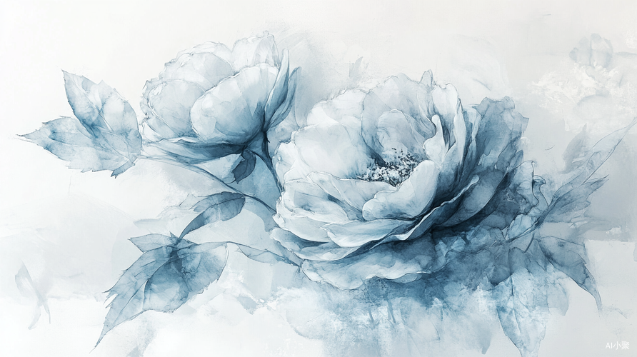 Ethereal Roses in Ink Painting with Delicate Brushstrokes