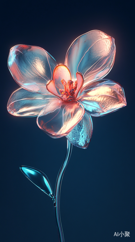 Elegant Orchid Glass Flower with Stunning Details and Bright Glow