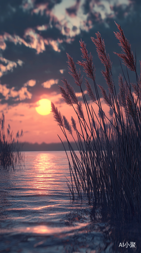 Sunset Tall Grass Against Sidewalk Bloomcore Nature Inspired Scene