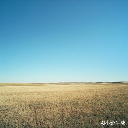 晴空下广袤无垠的大草原景色