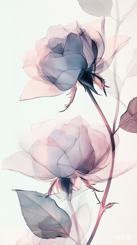 Ethereal Ink Painting of Roses with Delicate Brushstrokes