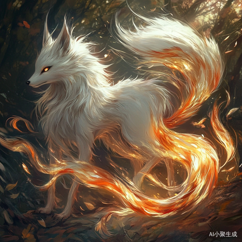 神秘优雅的发光九尾狐与魅惑力量