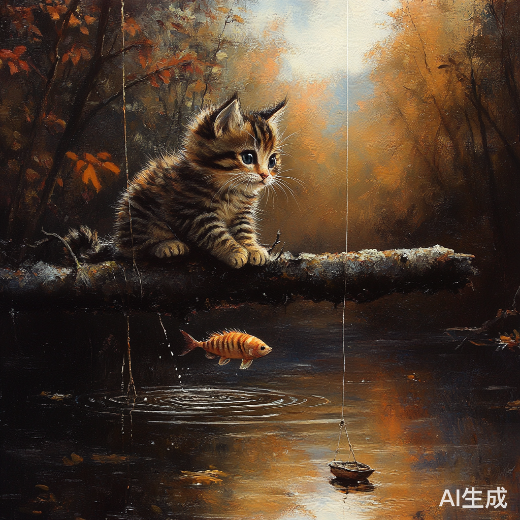 小猫钓鱼的快乐时光