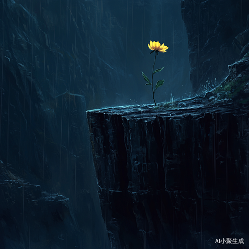 细雨中孤独之花的绽放与温柔之美