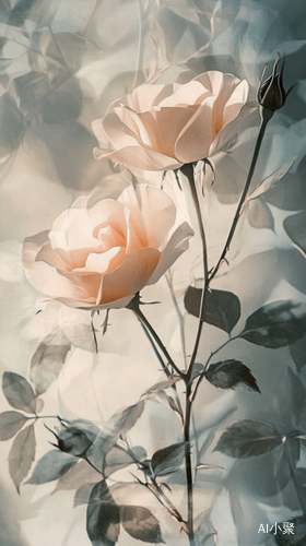 Ethereal Roses in Ink Painting with Delicate Brushstrokes