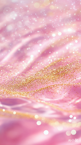 Dreamy Pink Background with Golden Glitter and Sparkling Patterns