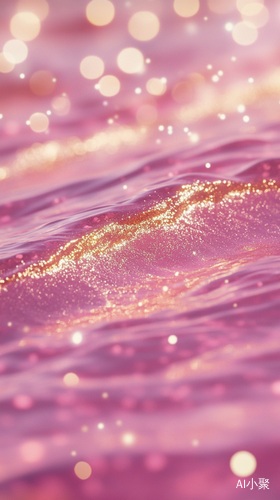 Dreamy Pink Background with Golden Glitter and Sparkling Patterns