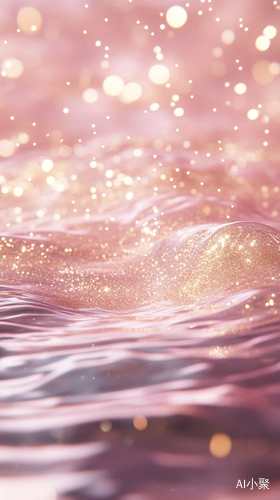 Dreamy Pink Background with Golden Glitter and Sparkling Patterns