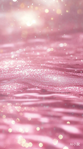 Dreamy Pink Background with Golden Glitter and Sparkling Patterns