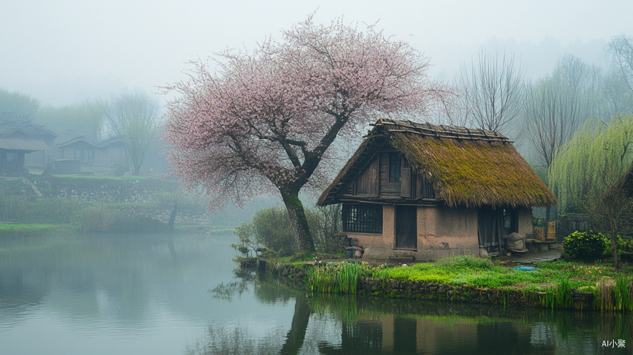 春天杜甫草堂的树与水的美景