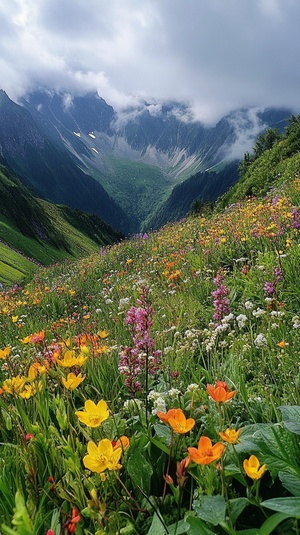 山花烂漫，有远景有近景，照片