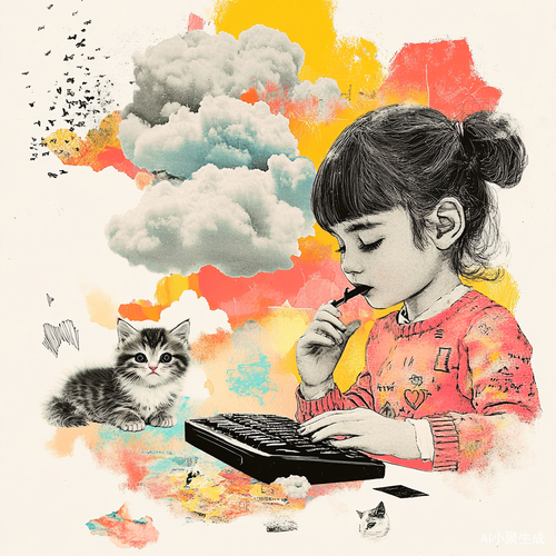 可爱女孩与小猫的涂鸦艺术场景
