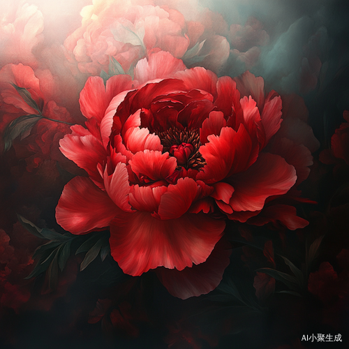 红色牡丹花的华贵与大气