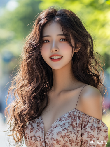高挑妩媚女性展现甜美微笑与精致肤色