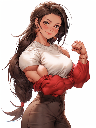 可爱女孩与超大肌肉的完美结合