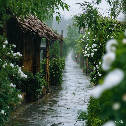 雨后竹林小径与绿意盎然的自然美景