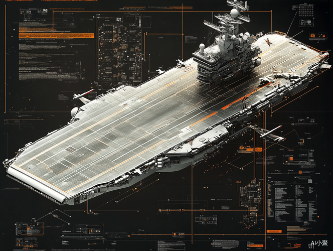 低多边形航空母舰3D模型设计示意图及组件介绍