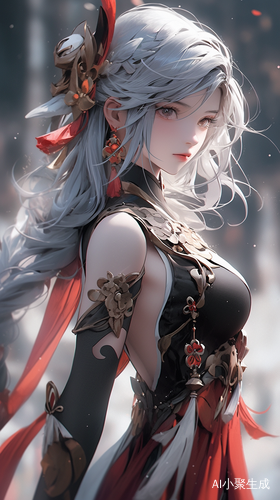 高细节高分辨率大师杰作美少女灰发全身镜头