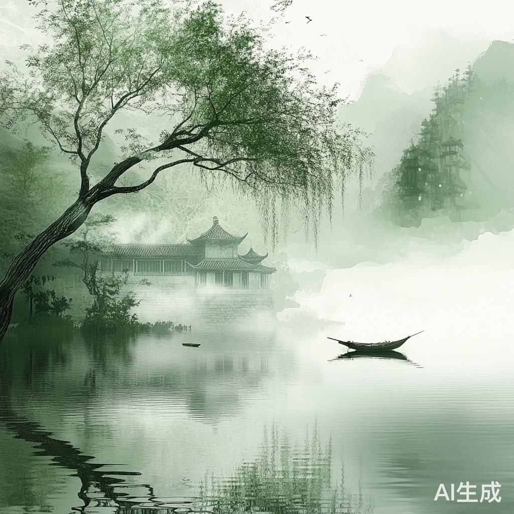 春天雾气中的西湖美景与水墨意境