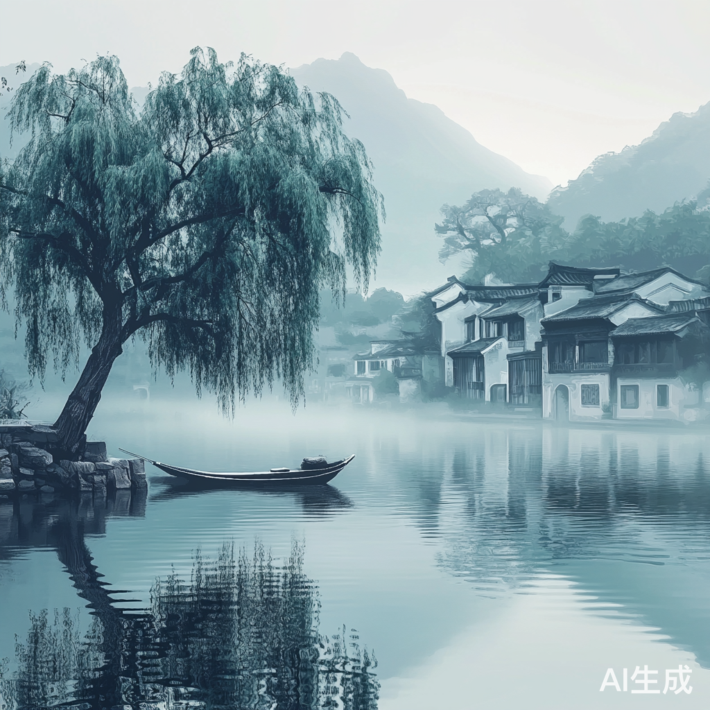 春天雾气中的西湖美景与水墨意境