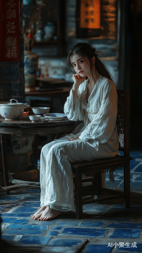 昏暗房间里的明代女人电影写真
