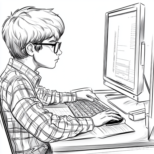 年轻数学工作者坐在办公桌前专注于计算