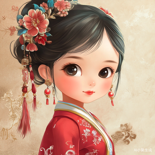 国庆期间中国女孩的卡通形象
