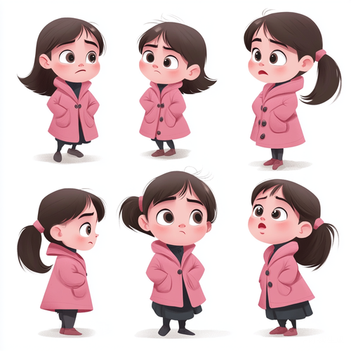 可爱小女孩情绪插画艺术设计表现