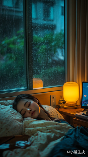 卧室景象中国美女睡觉雨夜音乐惬意时光