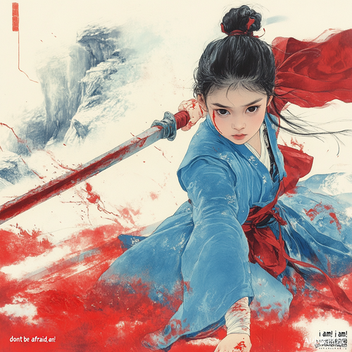 蓝衣少女满身是血红衣少女伸手安慰